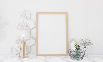 Picture frames with plant pots adorn the living room. photo