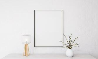 Picture frames with plant pots adorn the living room. photo