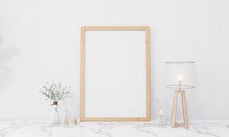 Picture frames with plant pots adorn the living room. photo