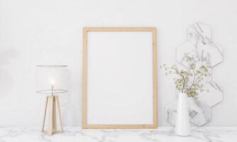 Picture frames with plant pots adorn the living room. photo