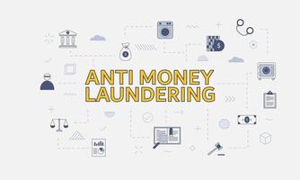 aml anti money laundering concept with icon set with big word vector