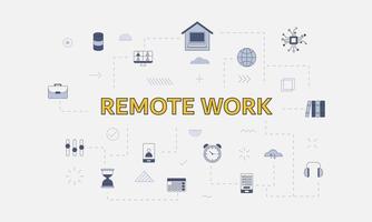 remote work concept with icon set with big word or text vector