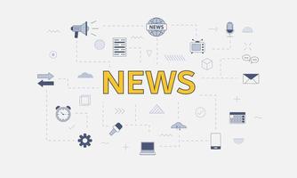 news media concept with icon set with big word or text vector