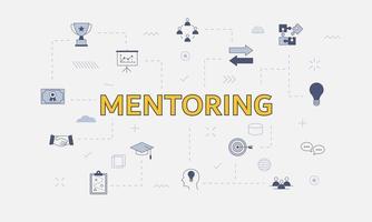 mentoring concept concept with icon set with big word vector