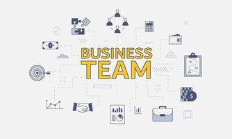 business team concept with icon set with big word vector