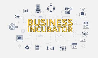 business incubator concept with icon set with big word vector