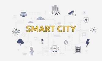 smart city concept with icon set with big word or text vector