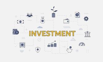 business investment concept with icon set with big word vector