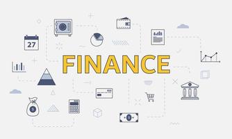 business finance concept with icon set with big word vector