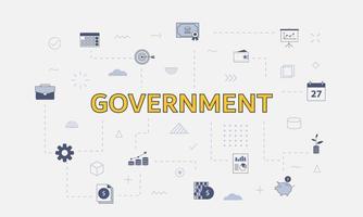 government concept with icon set with big word or text on center vector