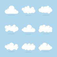 Clouds icon set with blue background vector