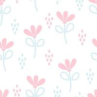 Seamless cute pattern with flowers and dots vector illustration