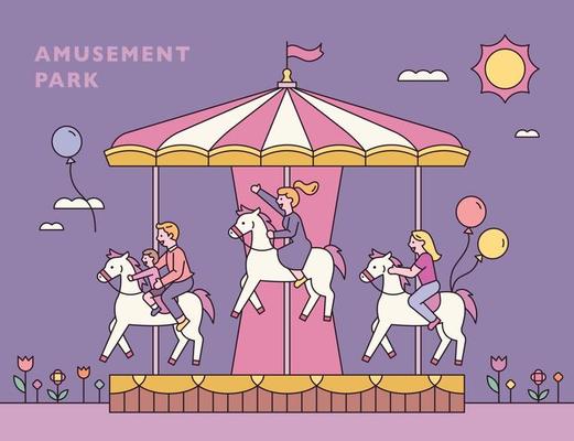 Merry-go-round at the amusement park.