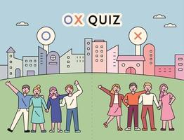 People are divided into two groups, O and X. vector