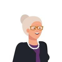 old woman elegant avatar character vector