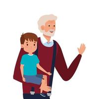 abuelo con personaje de avatar de nieto vector