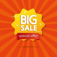 commercial label with big sale offer lettering in seal vector