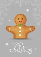 merry christmas poster with ginger cookie vector