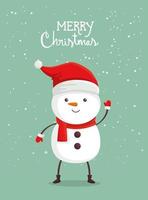 merry christmas poster with snowman vector