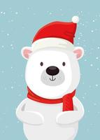 feliz navidad lindo oso personaje vector
