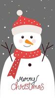 merry christmas poster with snowman vector