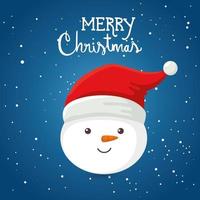 merry christmas poster with face snowman vector