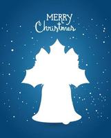merry christmas poster with silhouette of bell vector