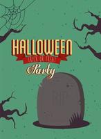 poster of party halloween with gravestone vector