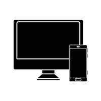 silhouette of computer with smartphone isolated icon vector