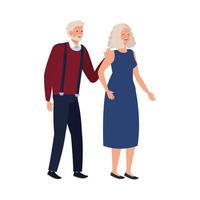 pareja de ancianos elegante avatar personaje vector