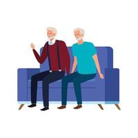 old men seated in sofa avatar character vector