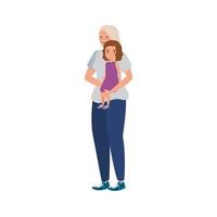 grandmother with granddaughter avatar character vector