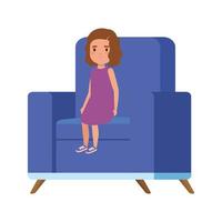 cute little girl sitting in sofa avatar character vector