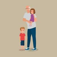 grandfather with grandchildren avatar character vector