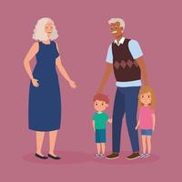 grandparents with grandchildren avatar character vector