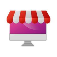 computer with parasol isolated icon vector