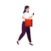 beautiful woman with bag shopping vector