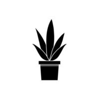 silhouette of plant in house pot isolated icon vector