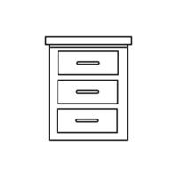 wooden drawer furniture line style icon vector