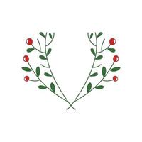 branches with leafs and seeds isolated icon vector