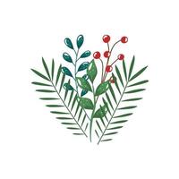 branches with leafs and seeds isolated icon vector