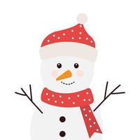 merry christmas cute snowman character vector