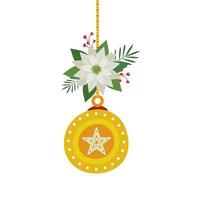 ball christmas hanging with flower isolated icon vector