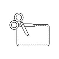 scissor utensil with paper line style icon vector