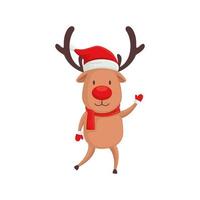 reindeer animal character merry christmas vector