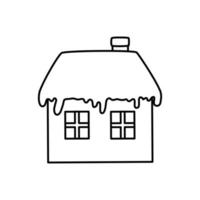 house with snow line style icon vector