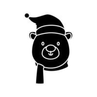 silhouette head of cute bear character merry christmas vector