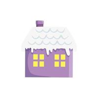 casa con nieve icono aislado vector