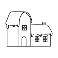 houses with snow line style icon vector