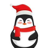 feliz navidad lindo personaje de pingüino vector